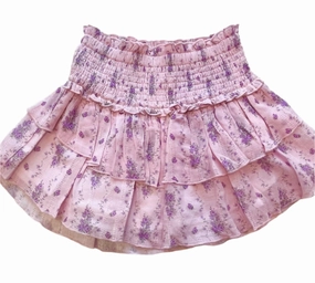 Floor Length Soft Lining Junior's Bianca Skirt In Violet Stripe Floral
