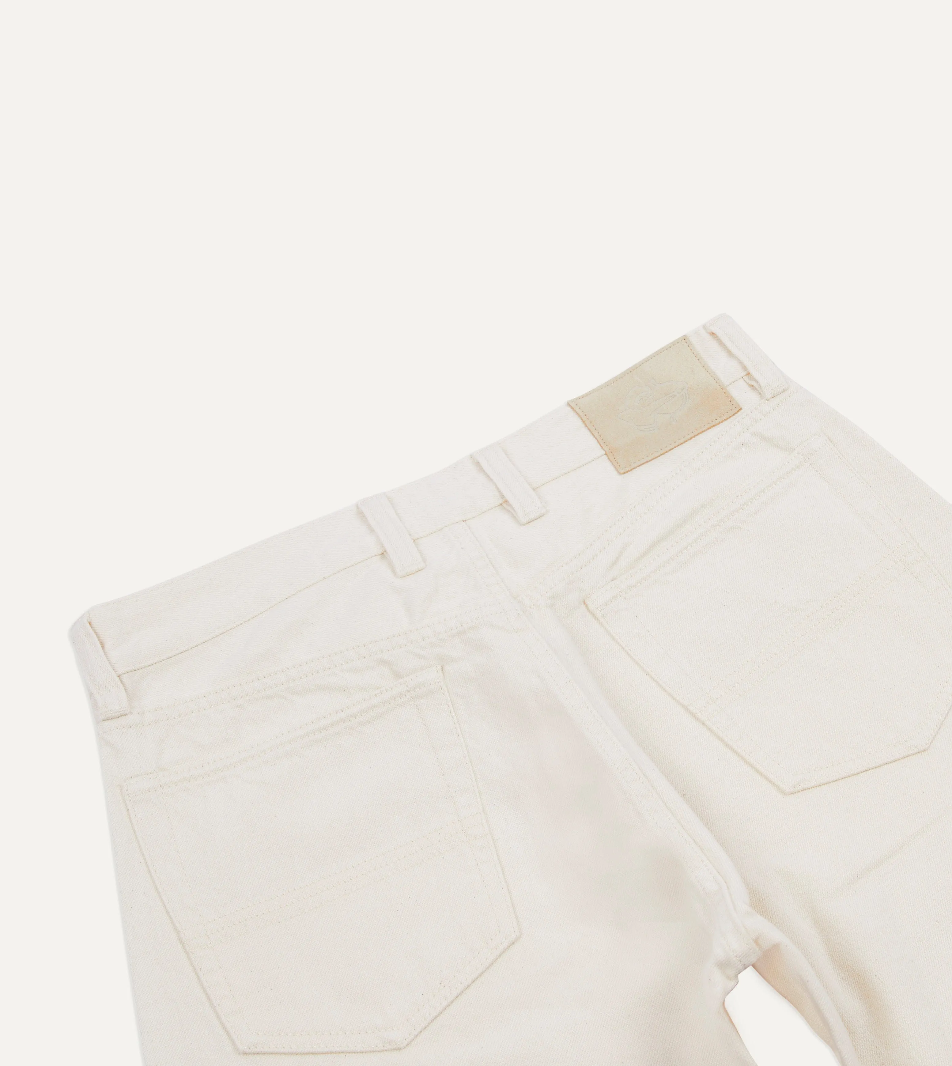 Flat waistband Ecru 12.7oz Selvedge Denim Tonal Stitch Five-Pocket Jeans