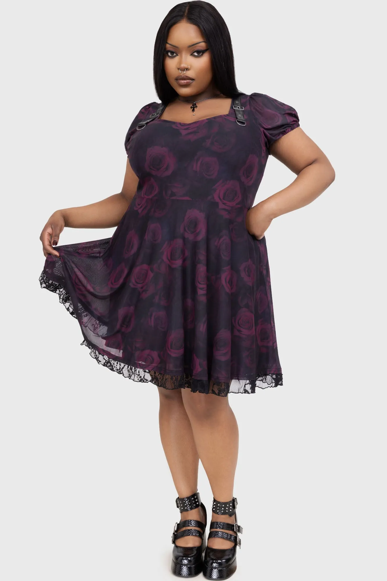 Ebonrose Dress One-Shoulder Beaded-Sleeve