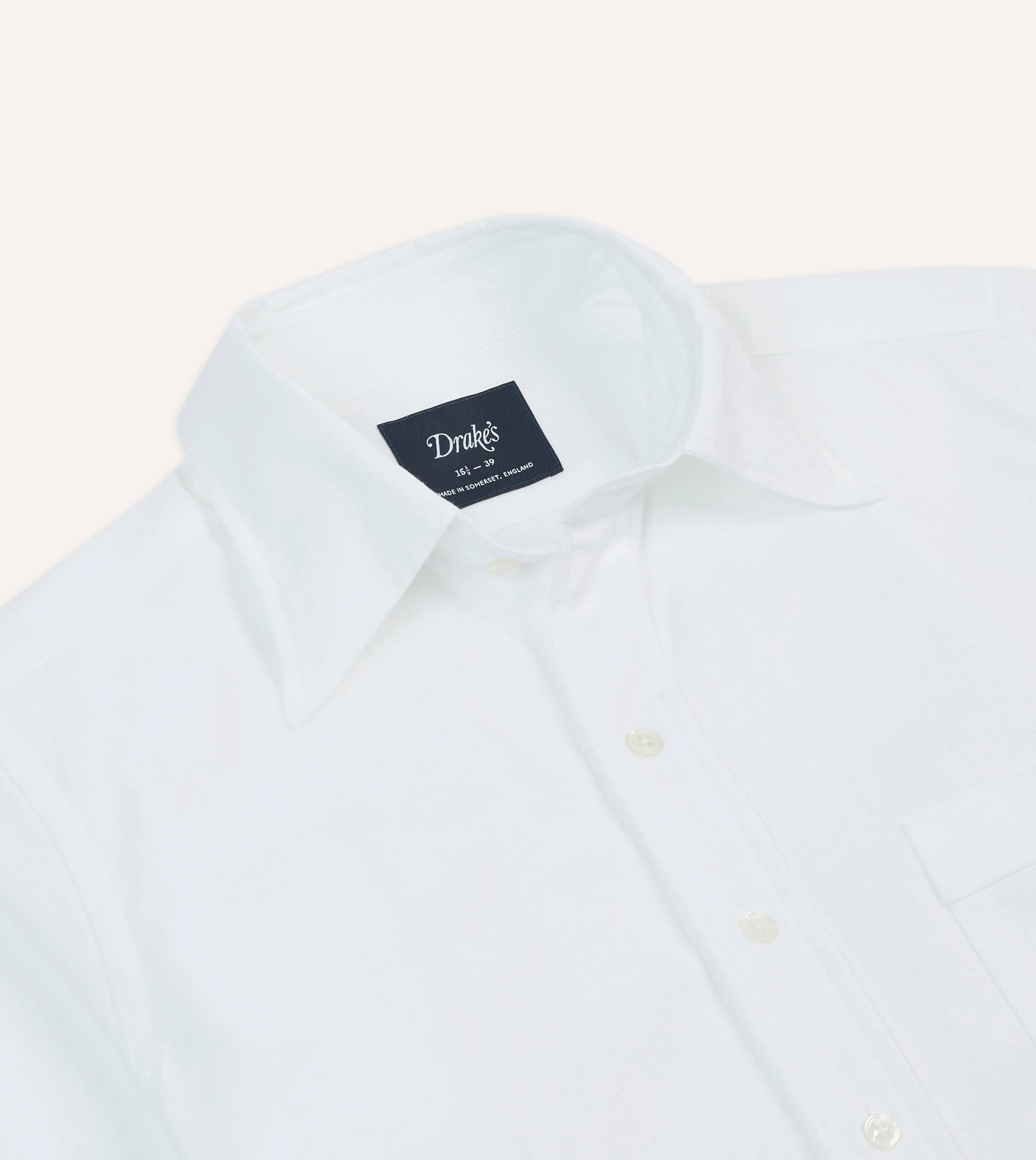 White Cotton Oxford Cloth Long Point Collar Shirt Pullover Design