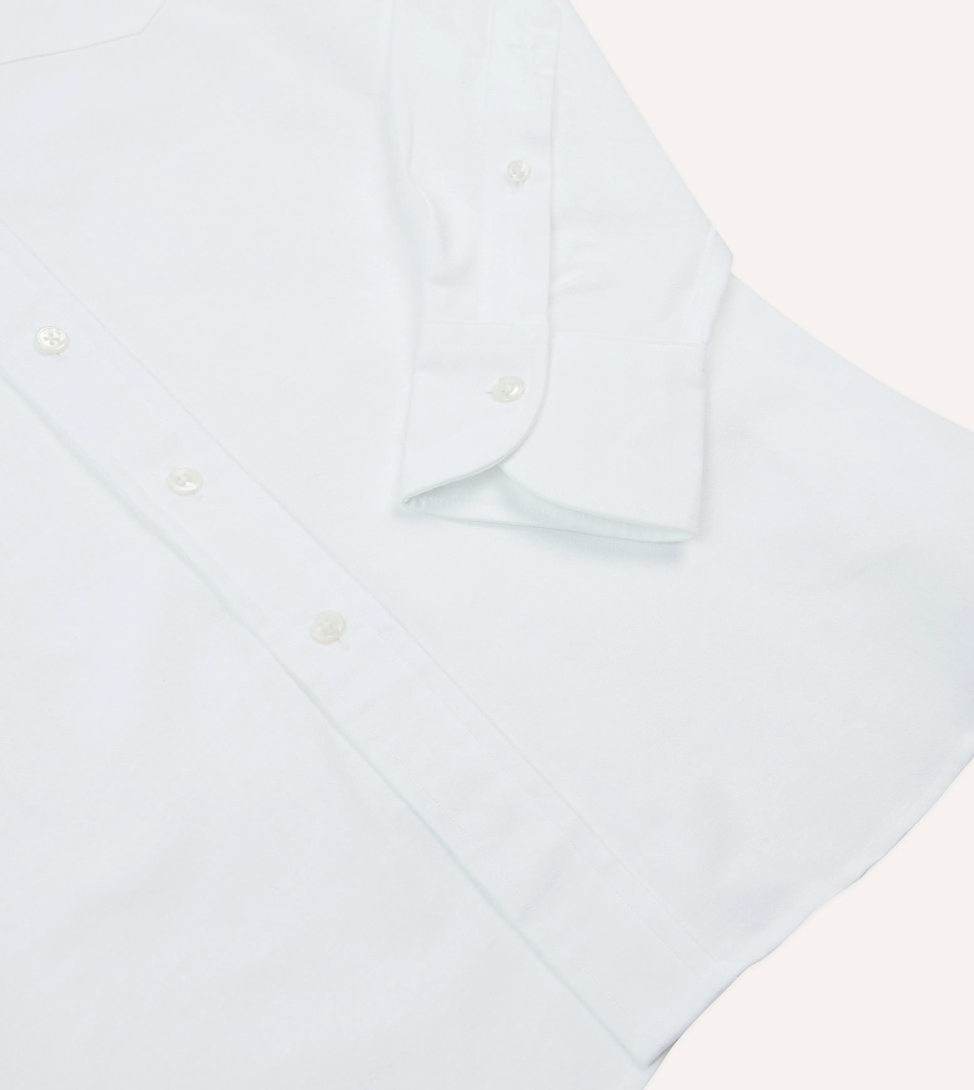 Fade Resistant Formula Fitted Design White Cotton Oxford Cloth Long Point Collar Shirt