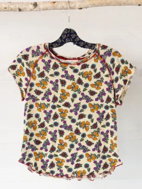 Fade Resistant Print Lily Cotton Short Sleeve Tee Shirt - Tossed Blossoms