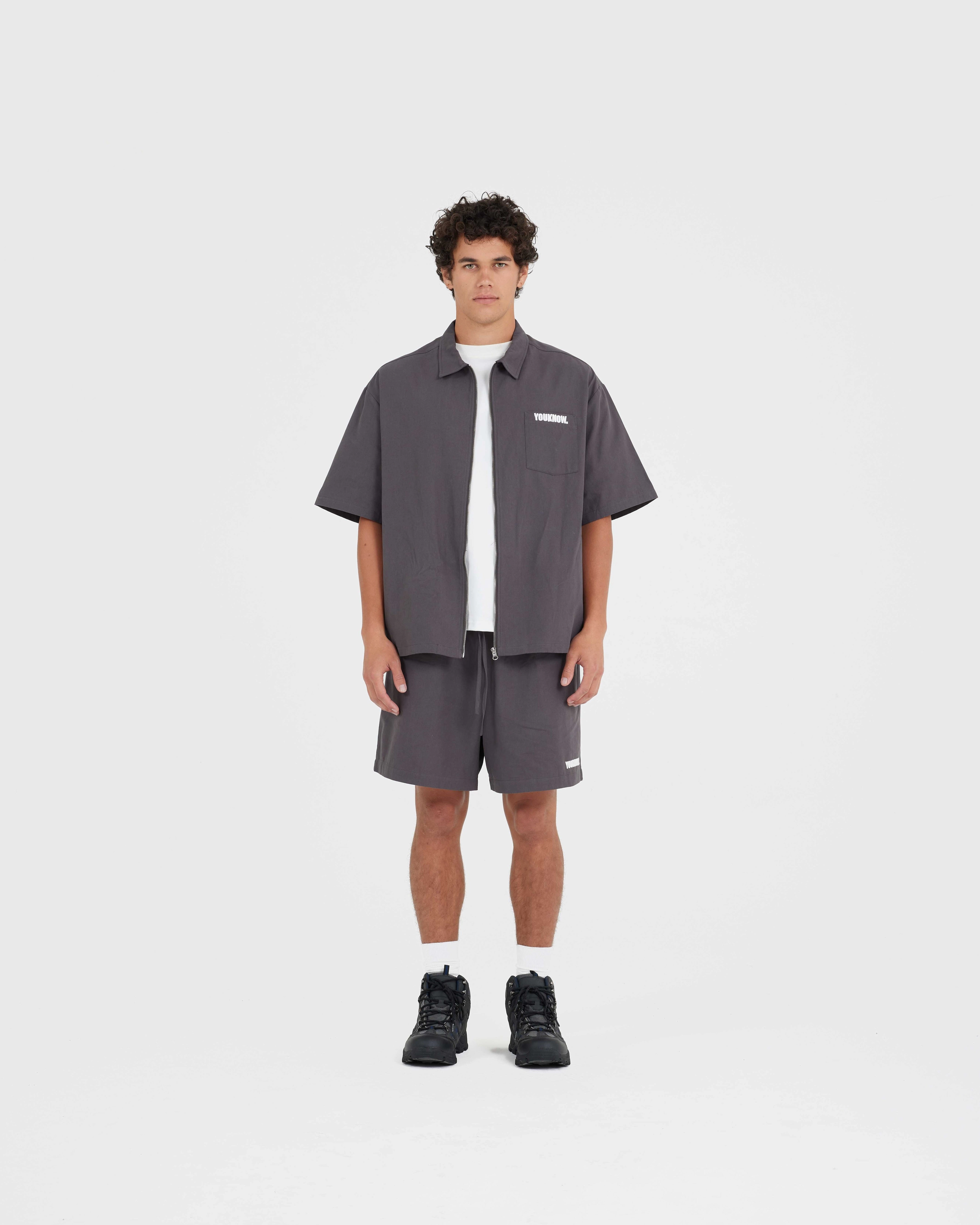 DRILL SHORTS | Charcoal Drill Quick Dry Fabric Biodegradable Material Option