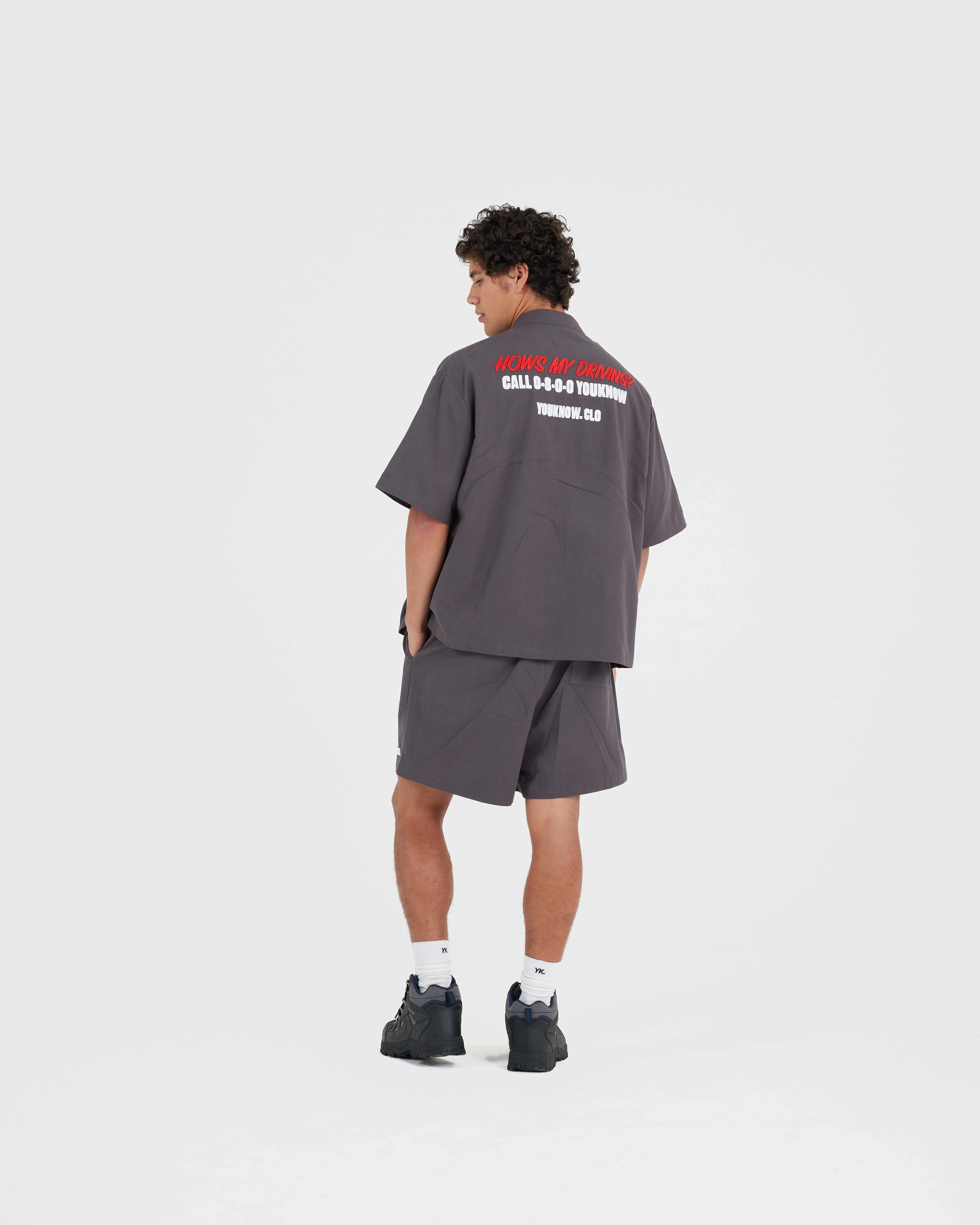 DRILL SHORTS | Charcoal Drill Fun Prints Odor Control Technology