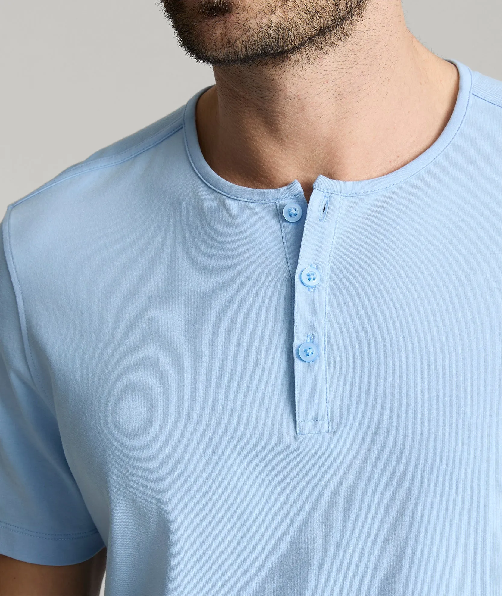 EcoSoft? Short-Sleeve Henley Polka Dot Pattern