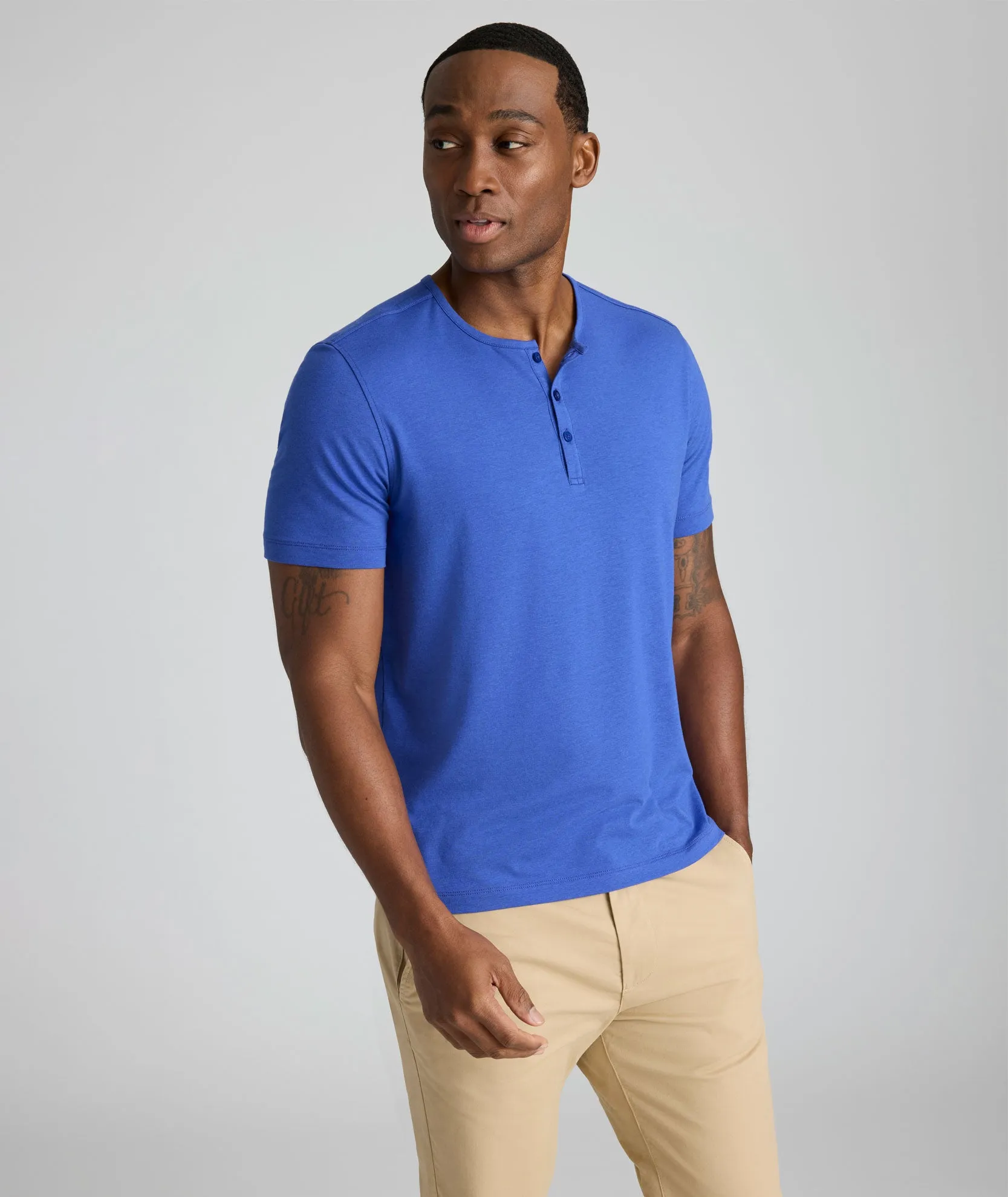 Tagless Design EcoSoft? Short-Sleeve Henley