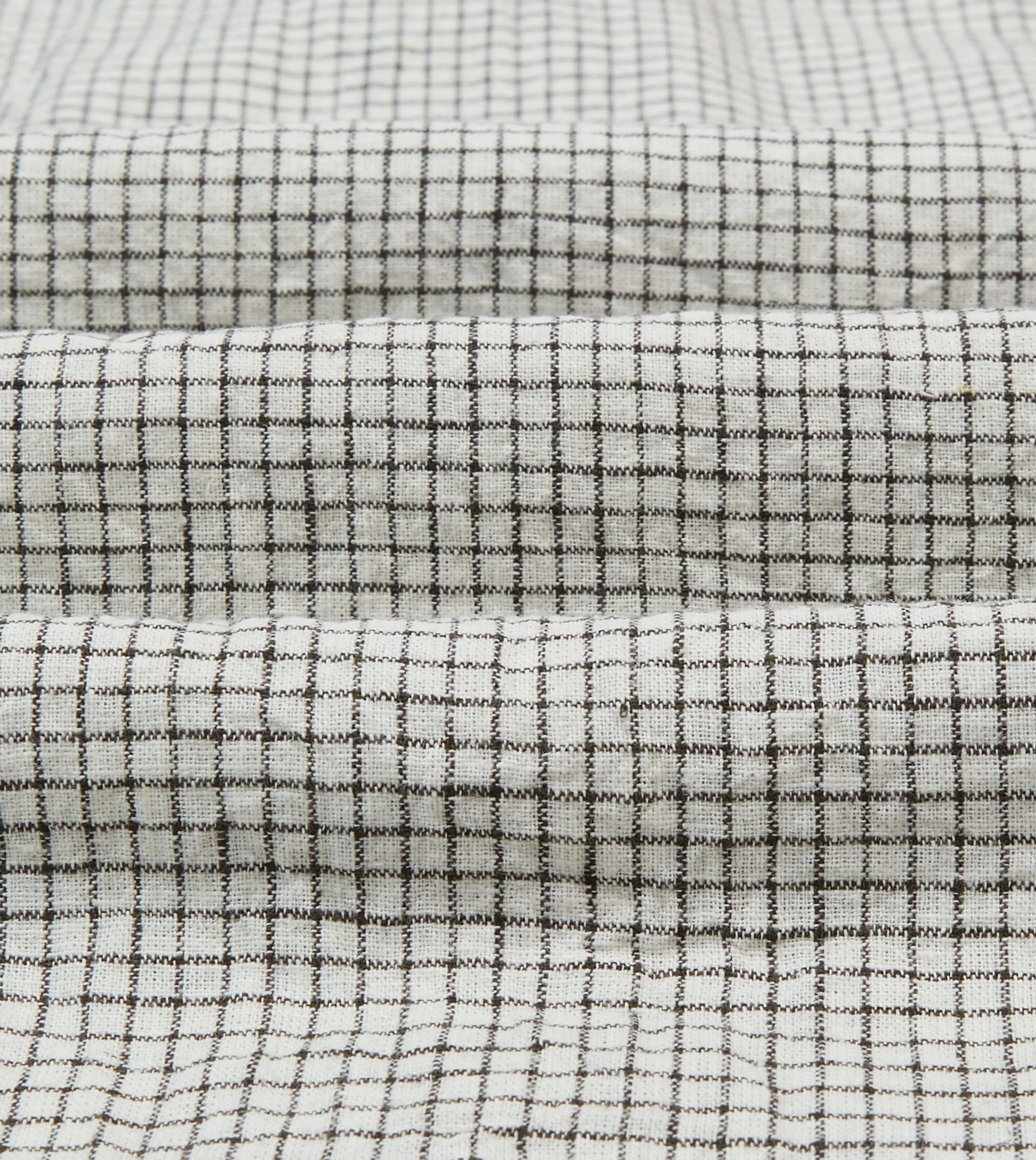 Tagless label Multipocket Style Ecru Check Linen-Cotton Mandarin Collar Shirt