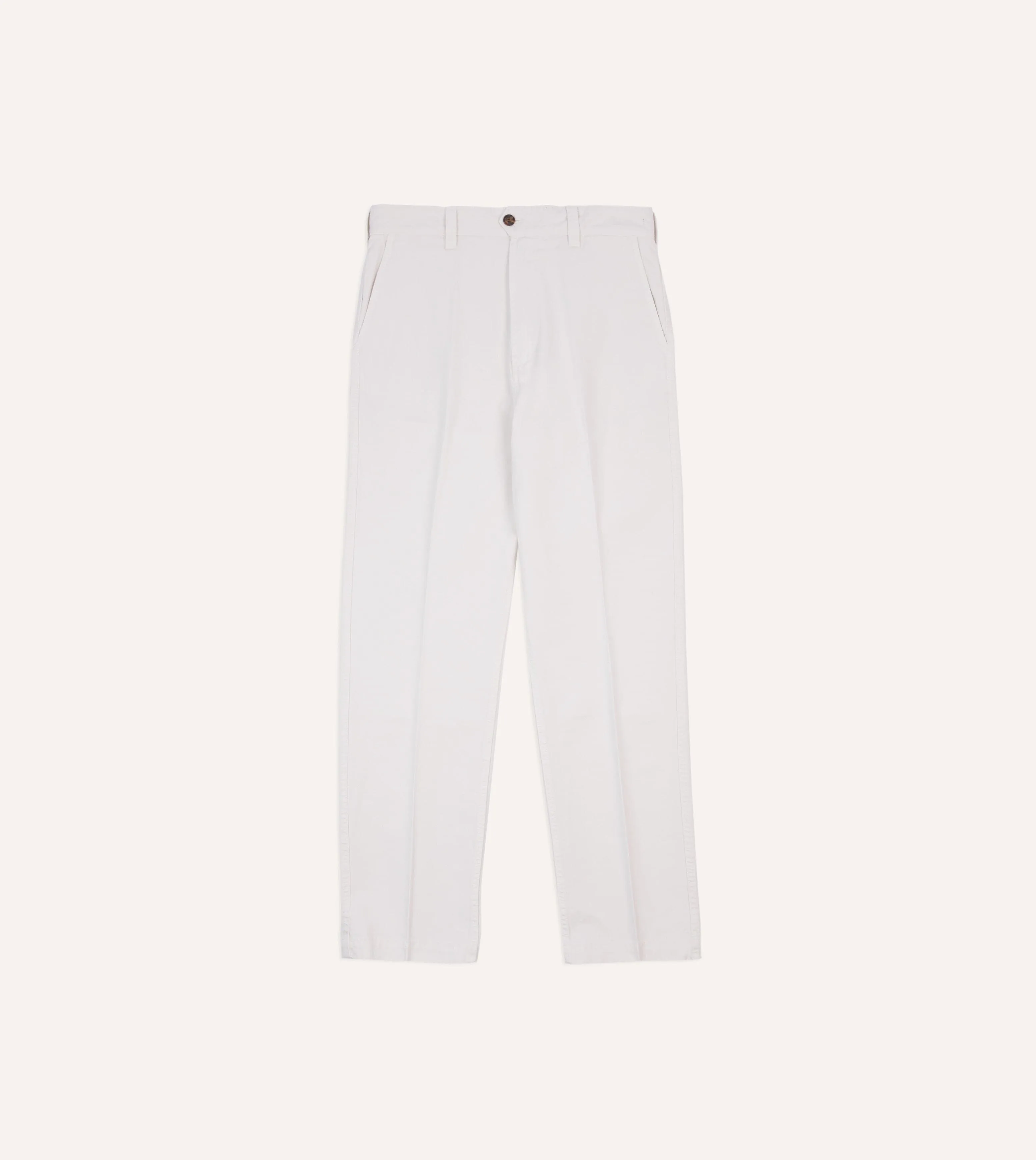 Ecru Cotton Flat Front Chino Daily Motion