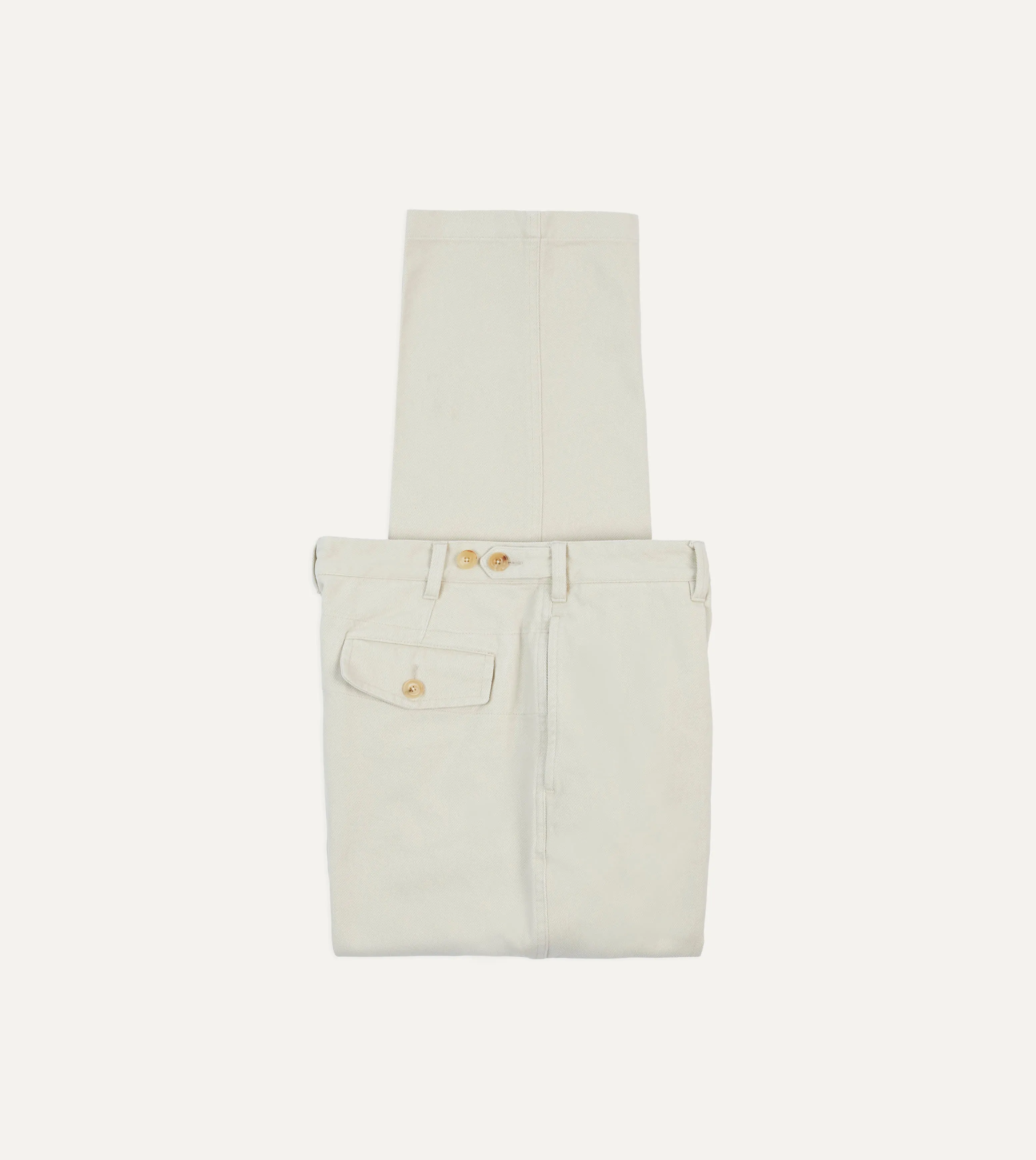 Comfy Texture Ecru Heavy Cotton Twill Games Trousers