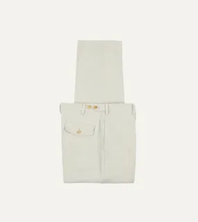 Comfy Texture Ecru Heavy Cotton Twill Games Trousers