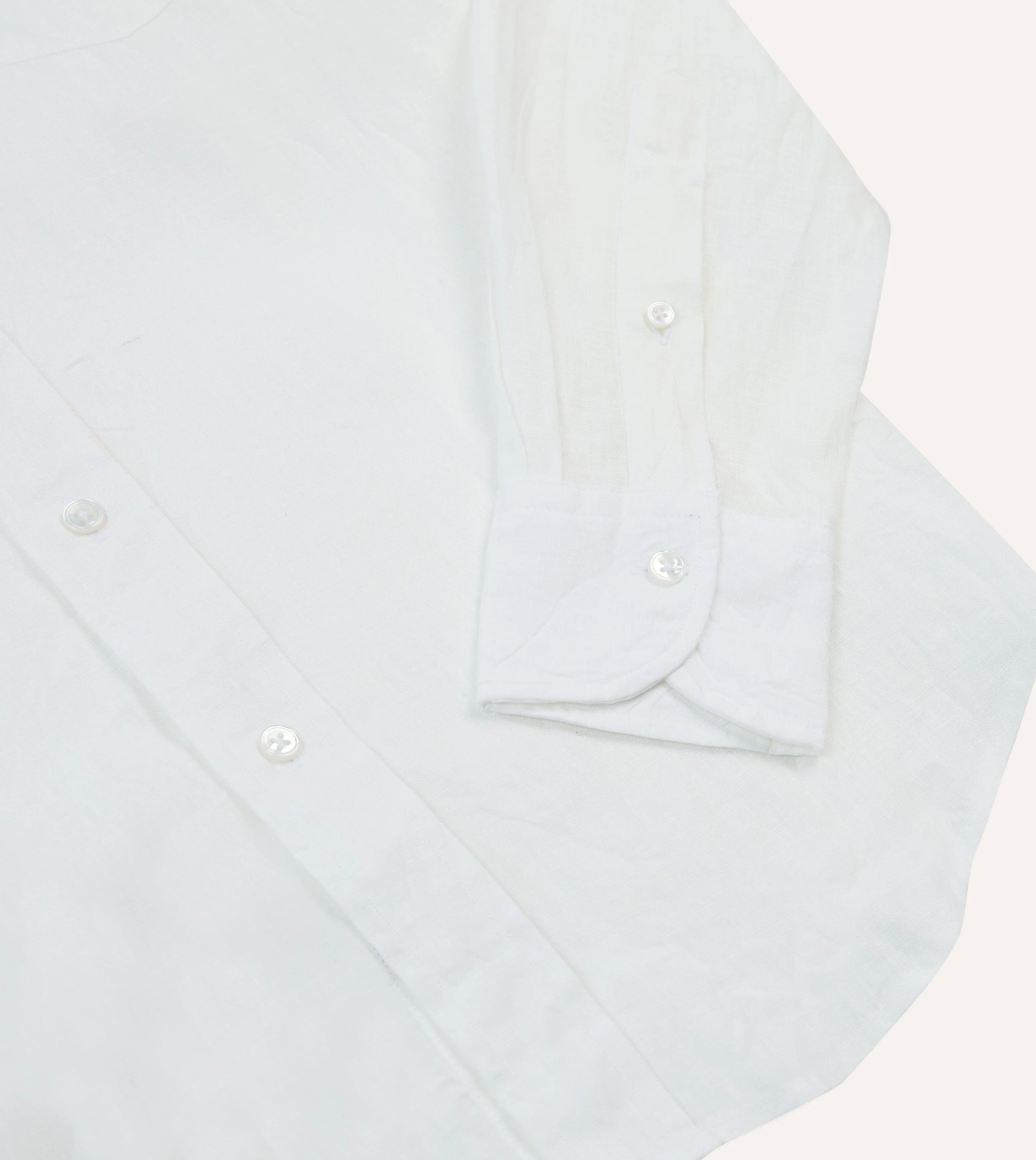 Ecru Linen Spread Collar Shirt Reinforced Shoulders