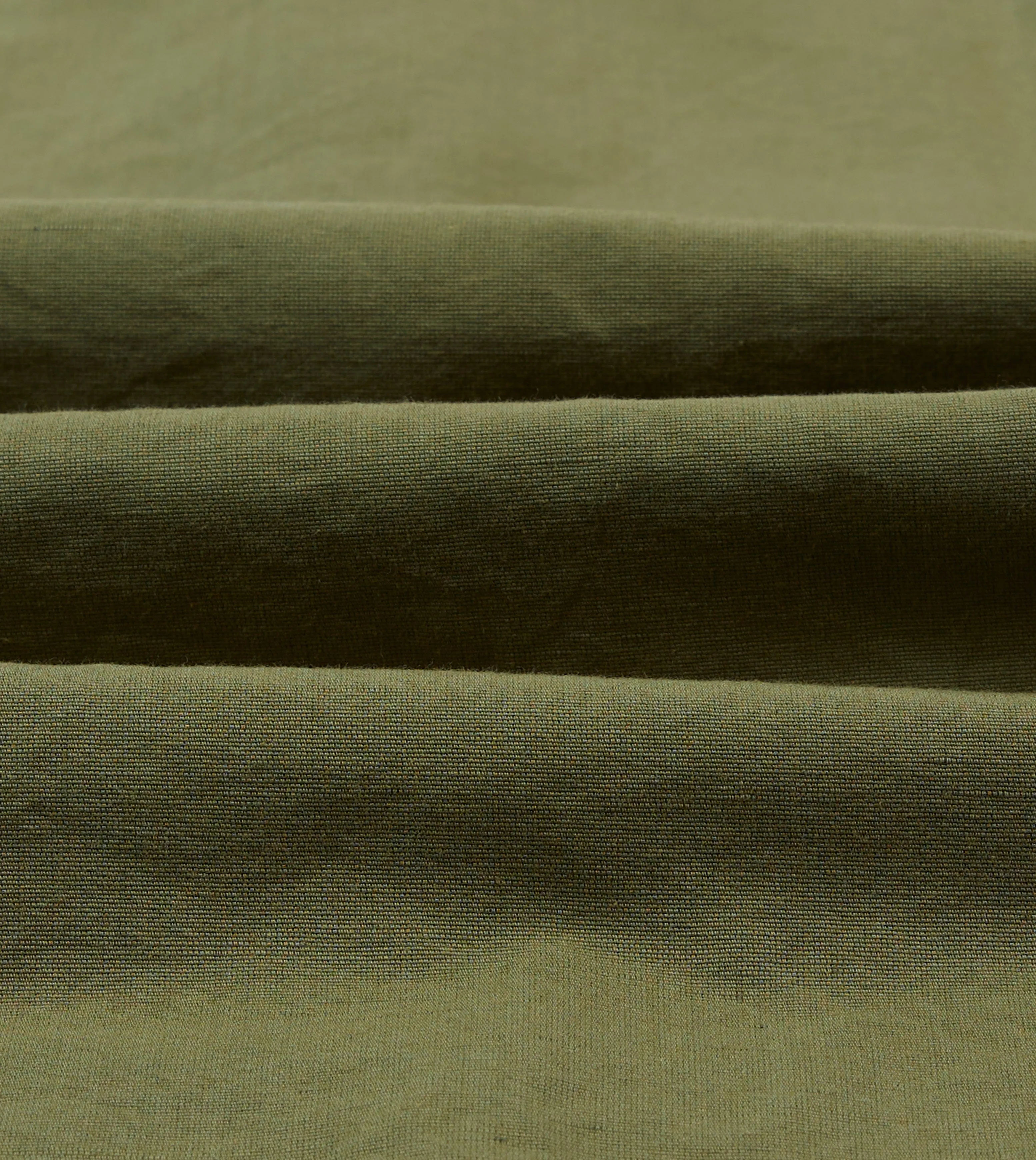 Subtle Details Soft Texture Olive Cotton-Linen Camp Collar Three Pocket Short Sleeve Shirt