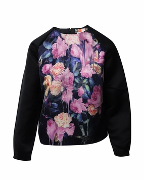 MSGM Floral Sweater in Black Polyester Thermal Insulation Design Hypoallergenic Lining