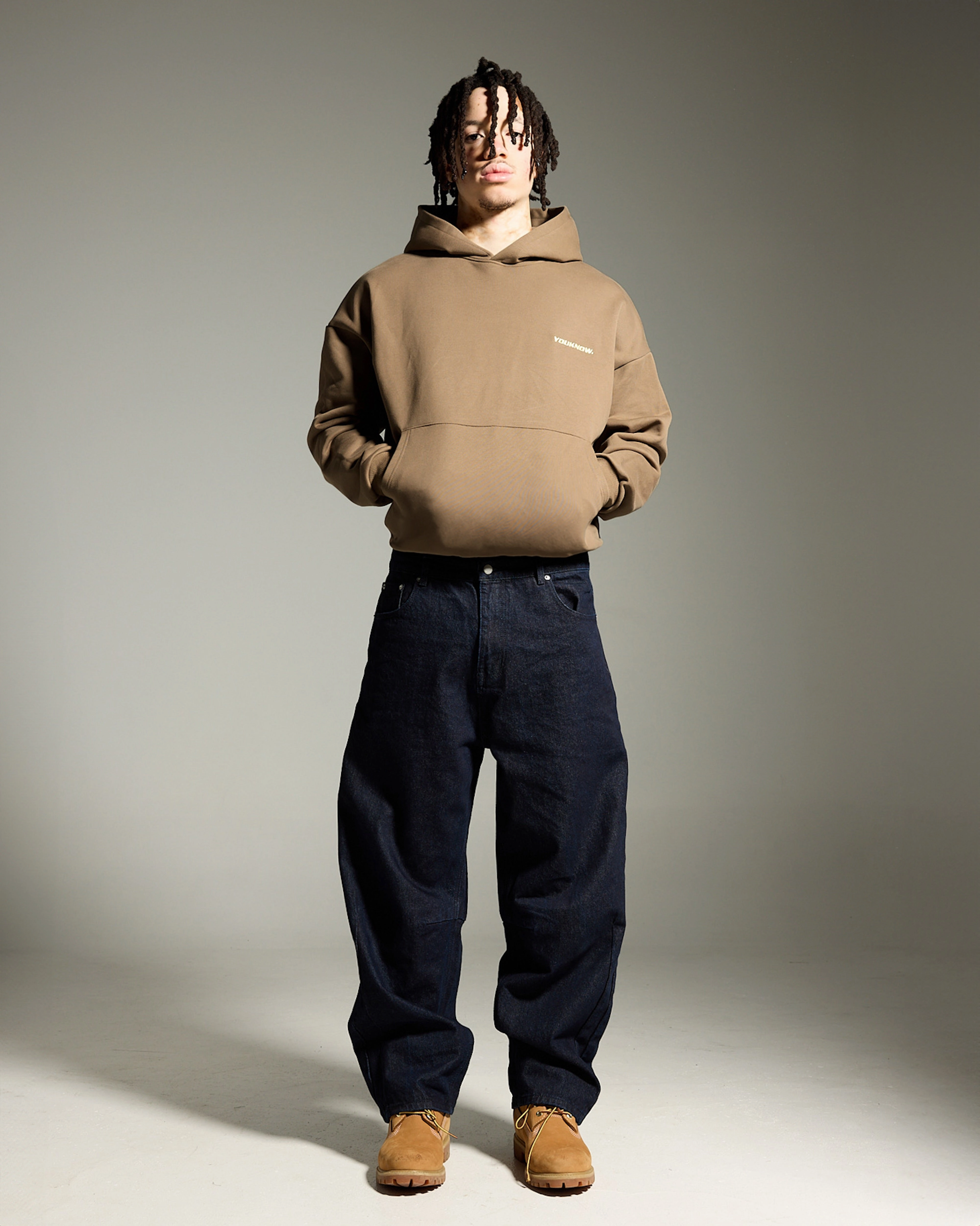 Fashion Sense Suede Feel Outline Icon Hoodie | Biscuit