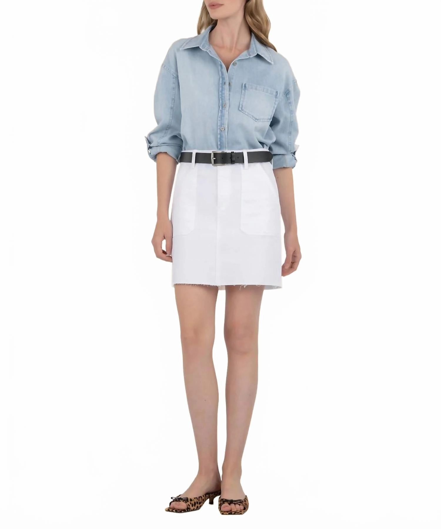 Minimal Design Mix Separates Bristol Denim Skirt In White
