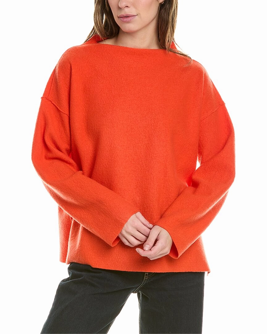 Perfect Warmth Zero Pilling Guarantee EILEEN FISHER Funnel Neck Box Wool Top