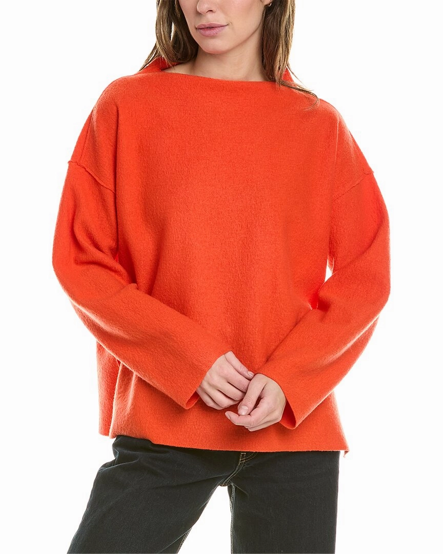 Stylish Apparel EILEEN FISHER Funnel Neck Box Wool Top