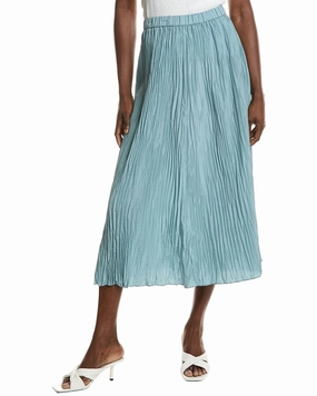 Modern Cut Mix Texture EILEEN FISHER Pleated Silk Skirt