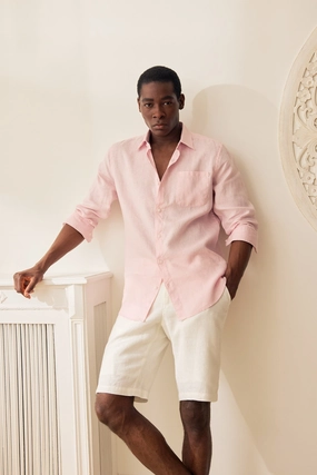 Plus Size Elastic waistband linen bermuda