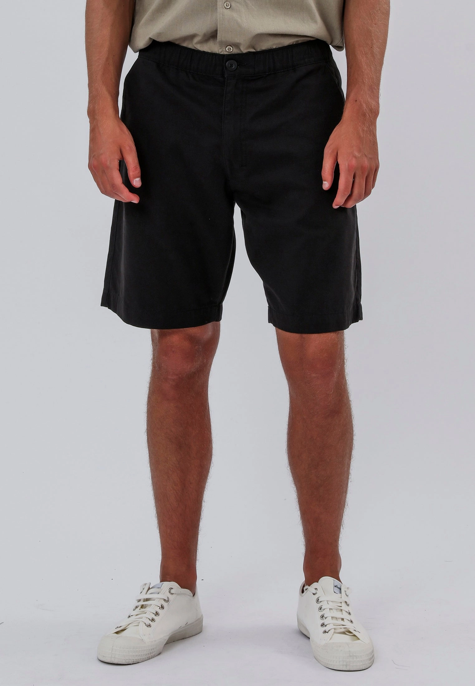 swim trunks Tactical Attachment Loops ELASTICATED LONGLINE CHINO SHORTS BLACK