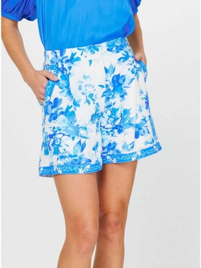 Elasticized Pocket Shorts In Blue Multi Odor Lock Technology