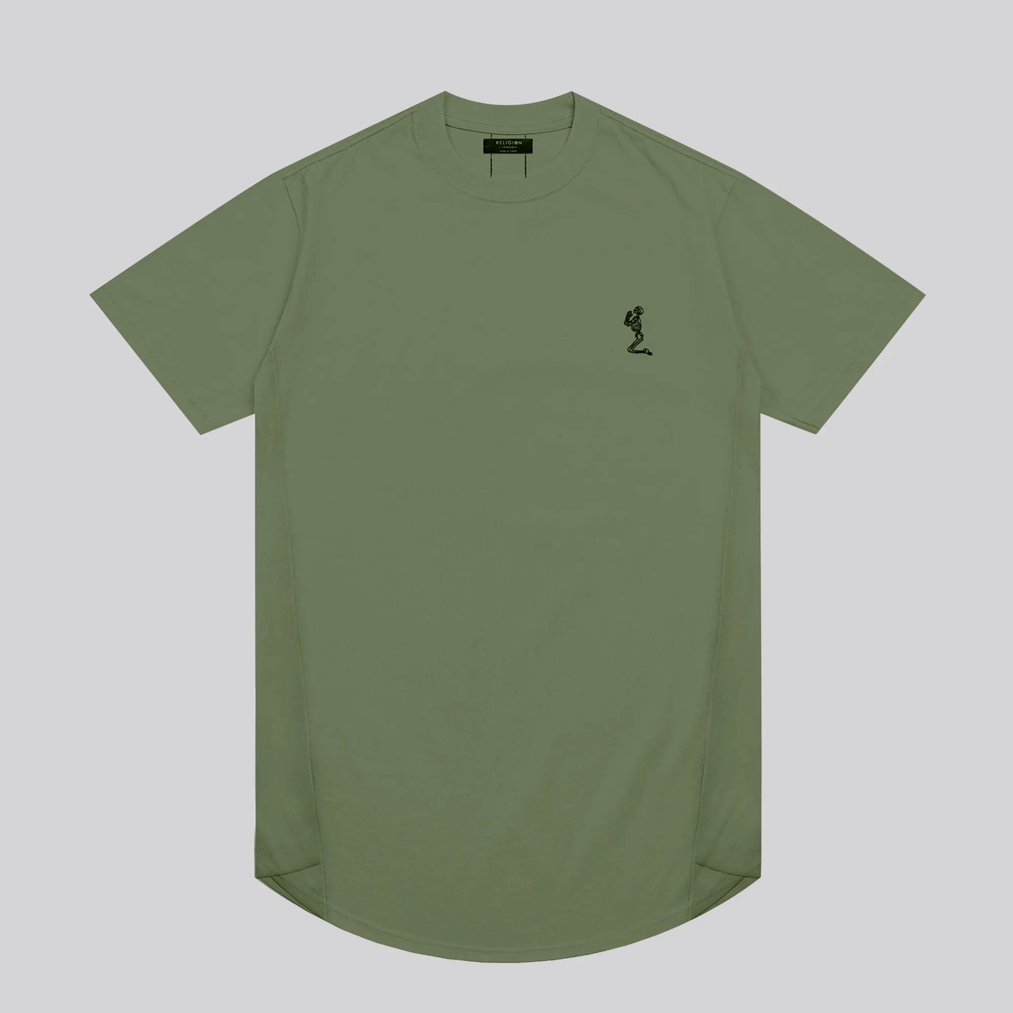 ESSENTIAL SWAG CURVED HEM DARK OLIVE T-SHIRT Perfect Fit Wear