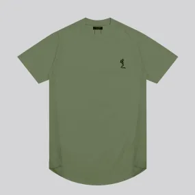 Comfy All-Day ESSENTIAL SWAG CURVED HEM DARK OLIVE T-SHIRT