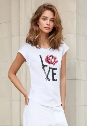 SPIRIT T-SHIRT LOVE WHITE loose but not baggy