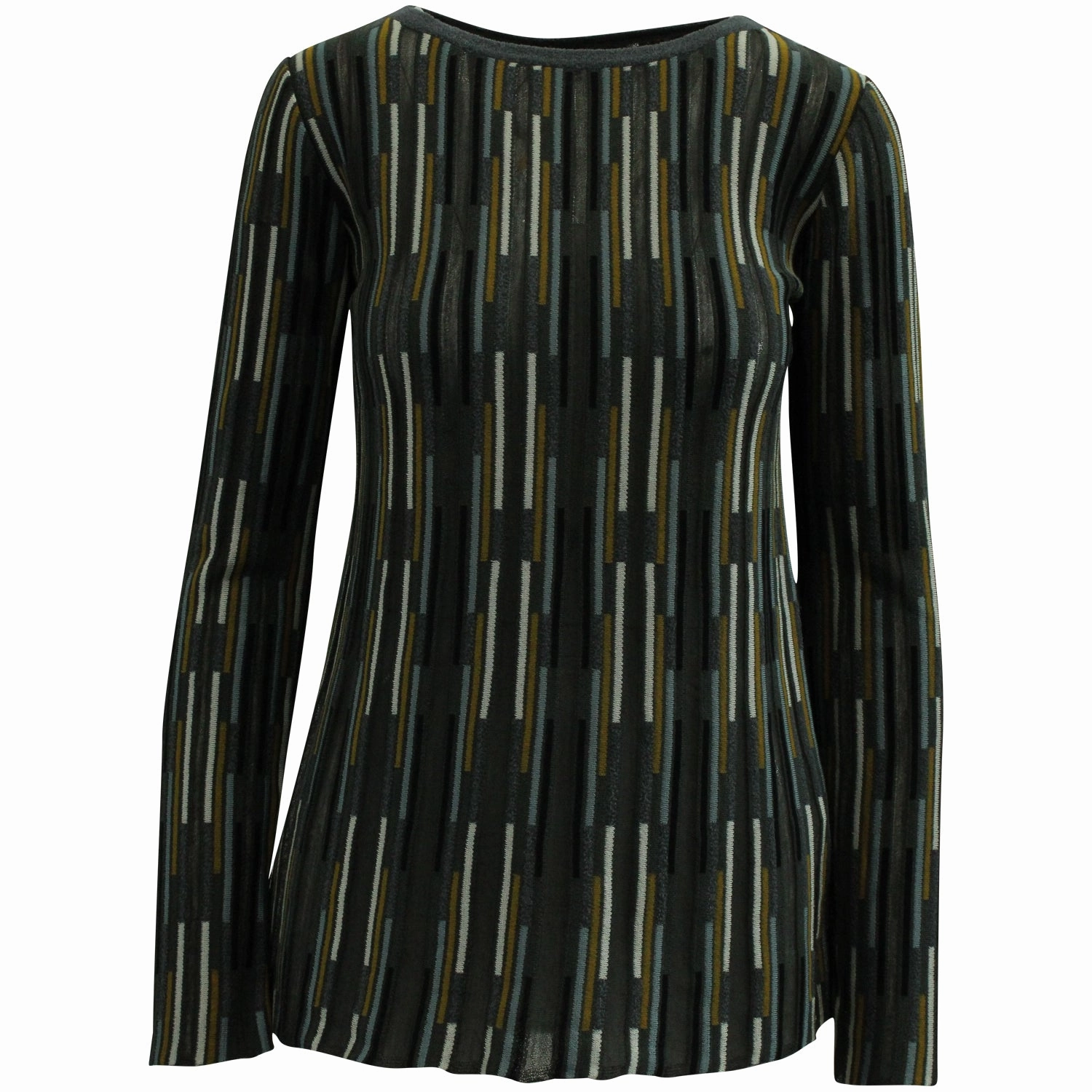 M MISSONI Knitted Stripe Sweater in Multicolor Cotton Quick Drying Technology