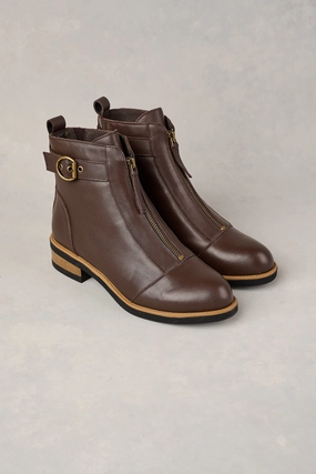 Ella Zip Front Boot - Chocolate Anti Odor Outdoor Explorer Cushion Build