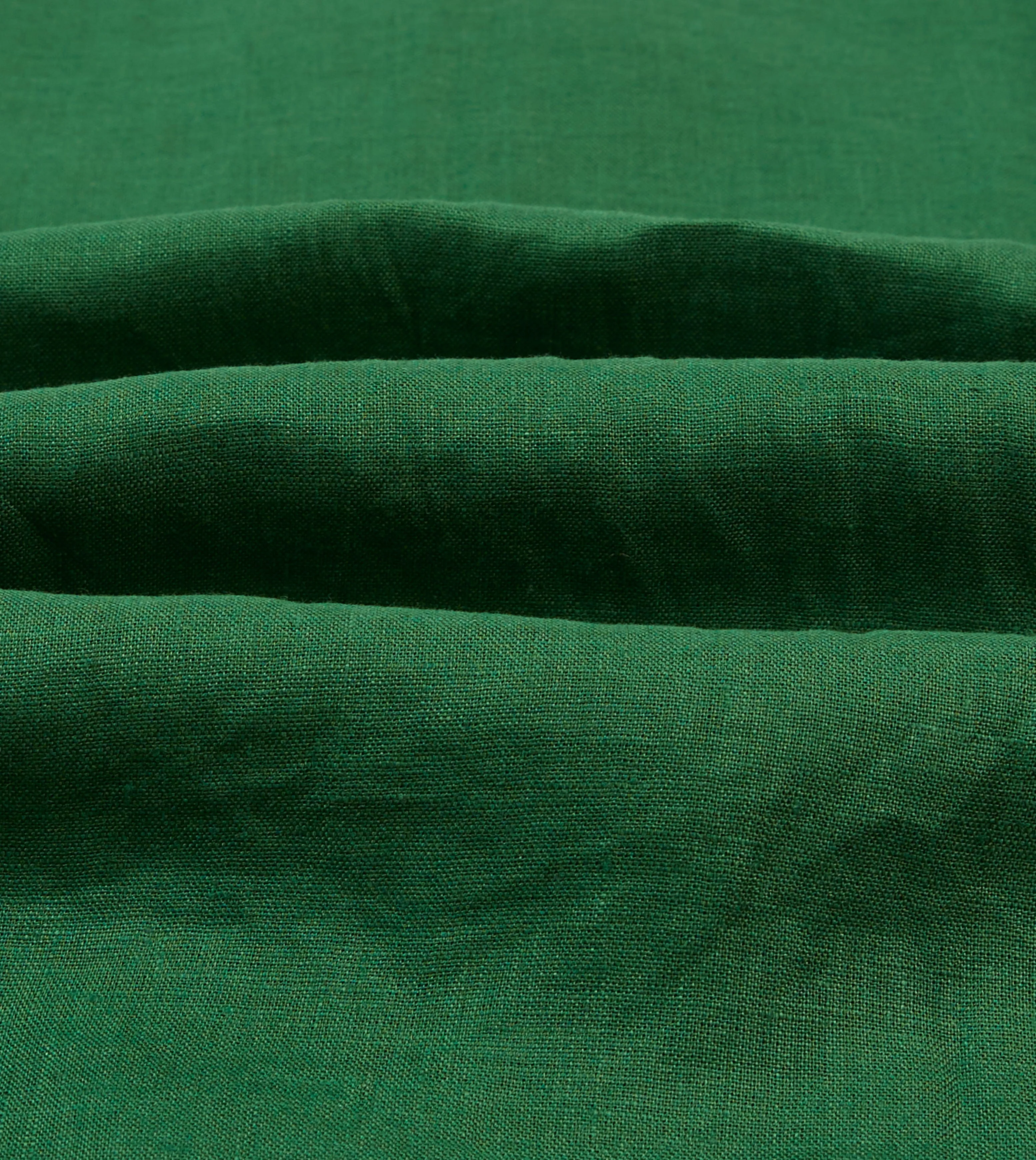 Smooth Texture Party outfit Forest Green Linen Spread Collar Shirt