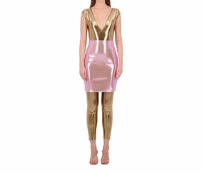 Bare Mini Skirt In Holographic Bubblegum Pink Minimalist Trim Fashion Forward