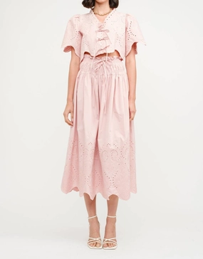 Airy Feel Embroidered Skirt In Pink