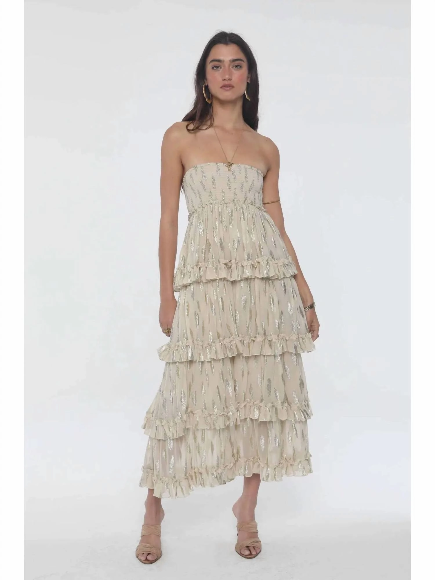 Twist Knot Details Equinox Ruffle Skirt In Full Moon