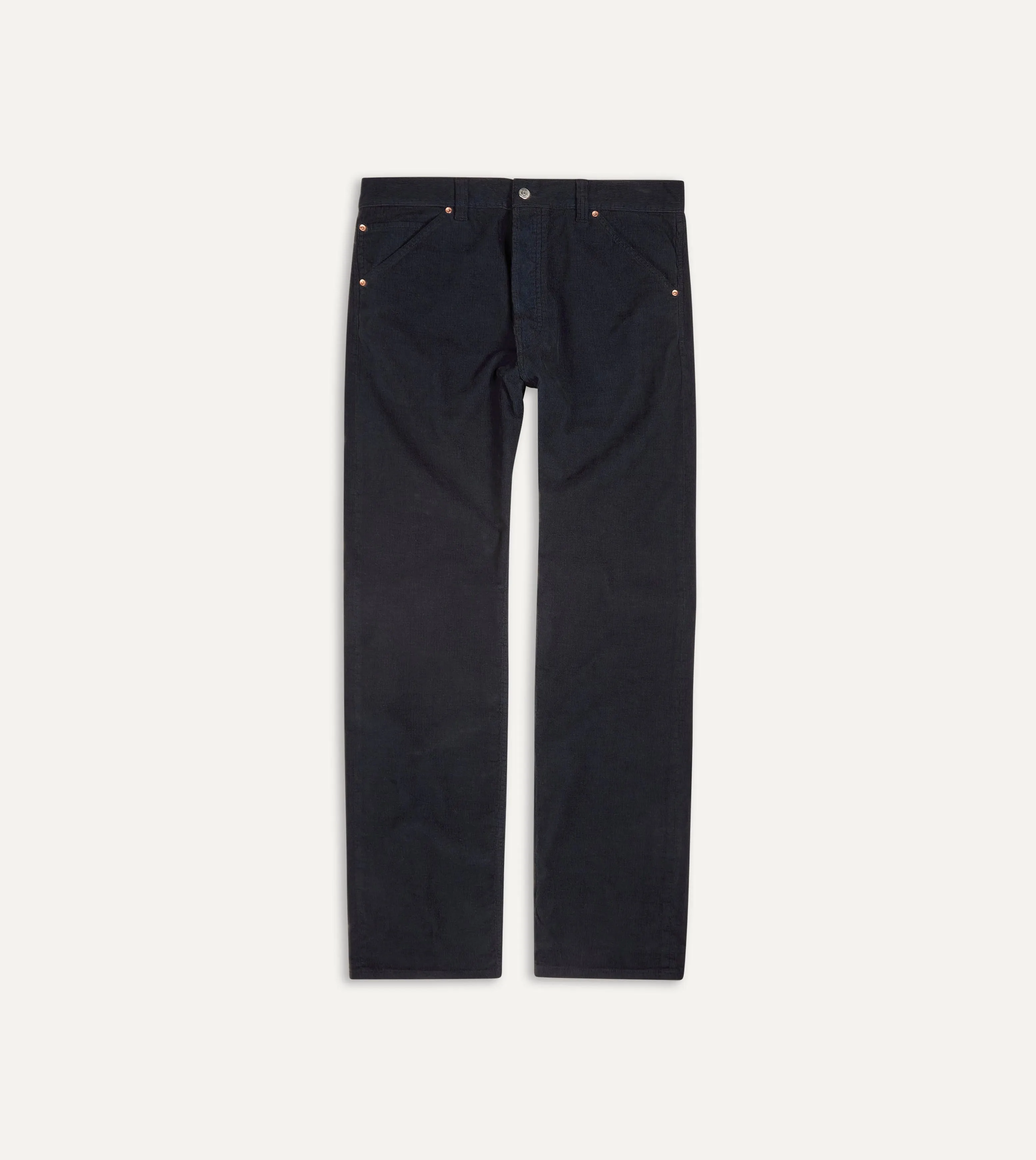 Navy Japanese Selvedge Needlecord Five-Pocket Trousers Anti Pilling Fabric
