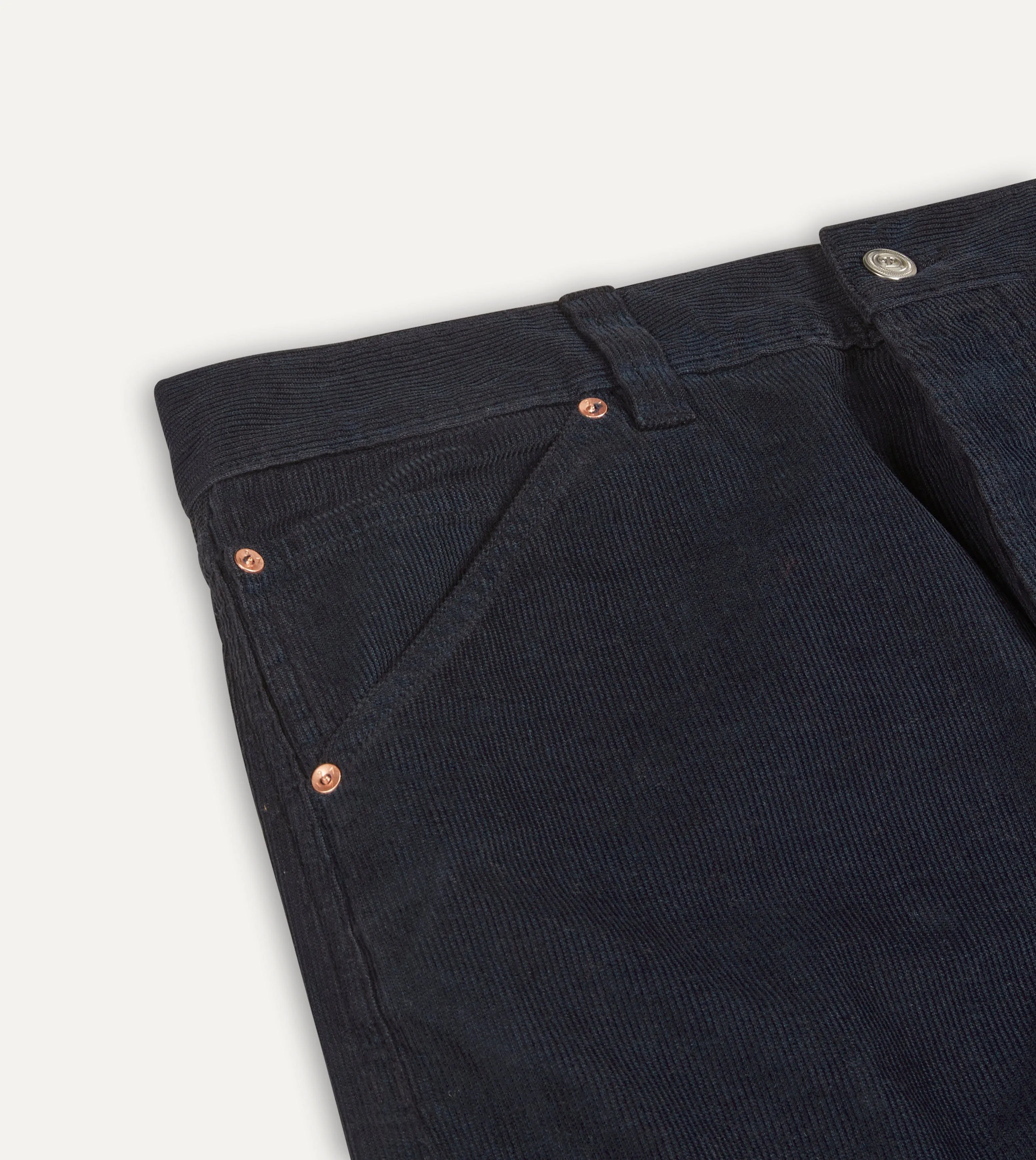 Cozy Style Seamless construction Navy Japanese Selvedge Needlecord Five-Pocket Trousers