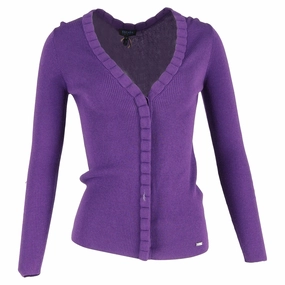 Flexible Design Escada Ribbed-Knit Cardigan in Purple Viscose