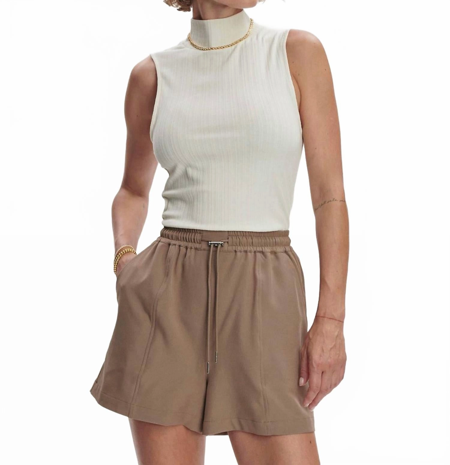 Smart Casual Esmond Mid Rise Short In Taupe Stone