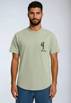 petite size Subtle Embroidery ESSENTIAL BIG SKELETON SOFT KHAKI T-SHIRT