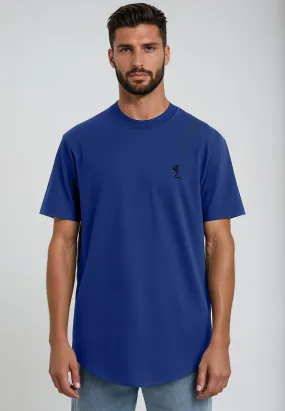 ESSENTIAL CURVED HEM COBALT BLUE T-SHIRT Double Stitched Hem