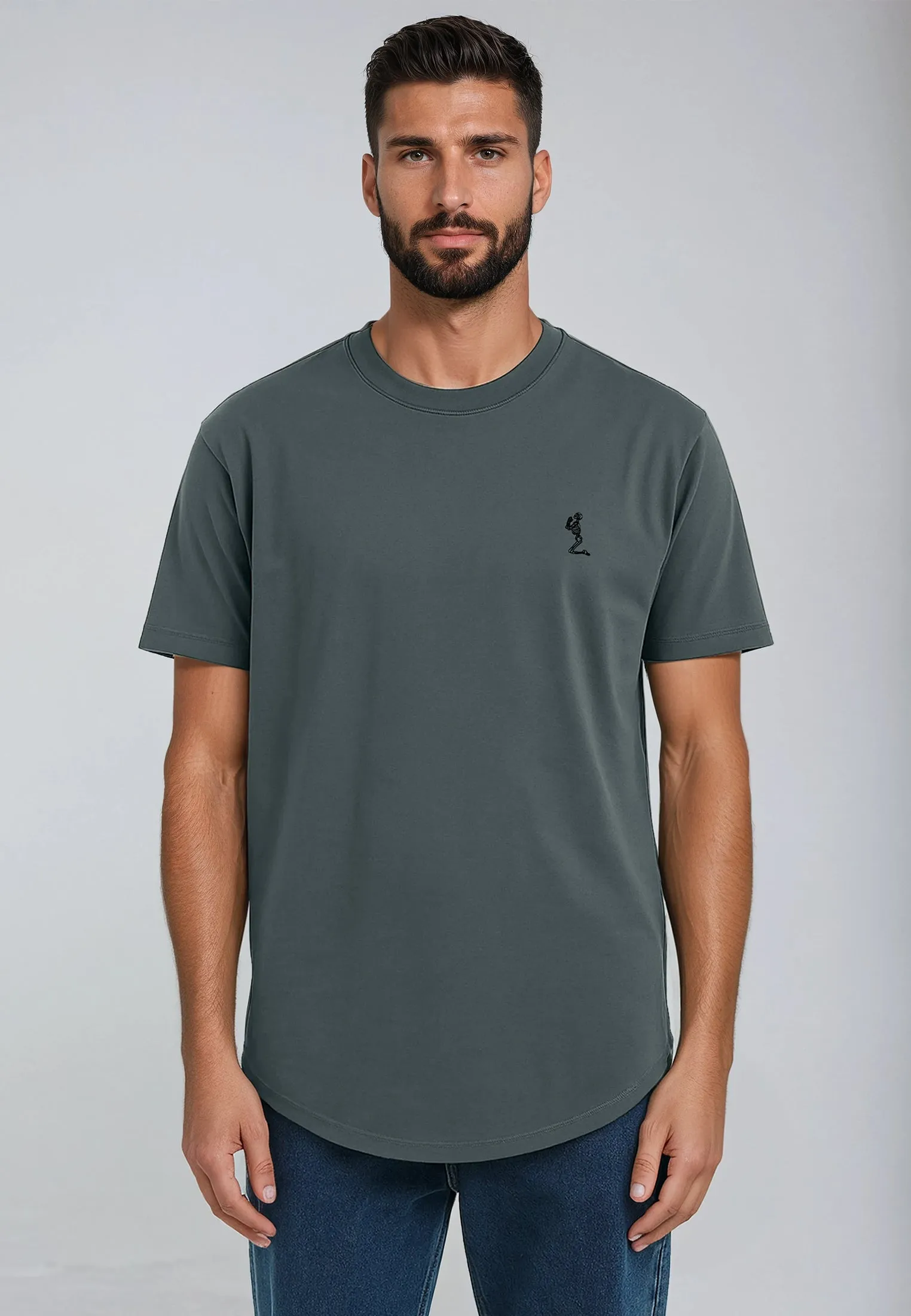 sports activity Recycled Polyester Blend ESSENTIAL CURVED HEM DARK METAL T-SHIRT