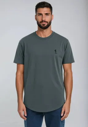 ESSENTIAL CURVED HEM DARK METAL T-SHIRT Classic Crew Neck Anti Static Treatment