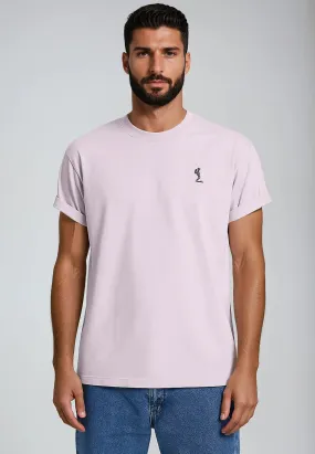 ESSENTIAL ROLLED CUFF T-SHIRT PALE PINK Wrinkle Resistant Cloth Chilly Comfort