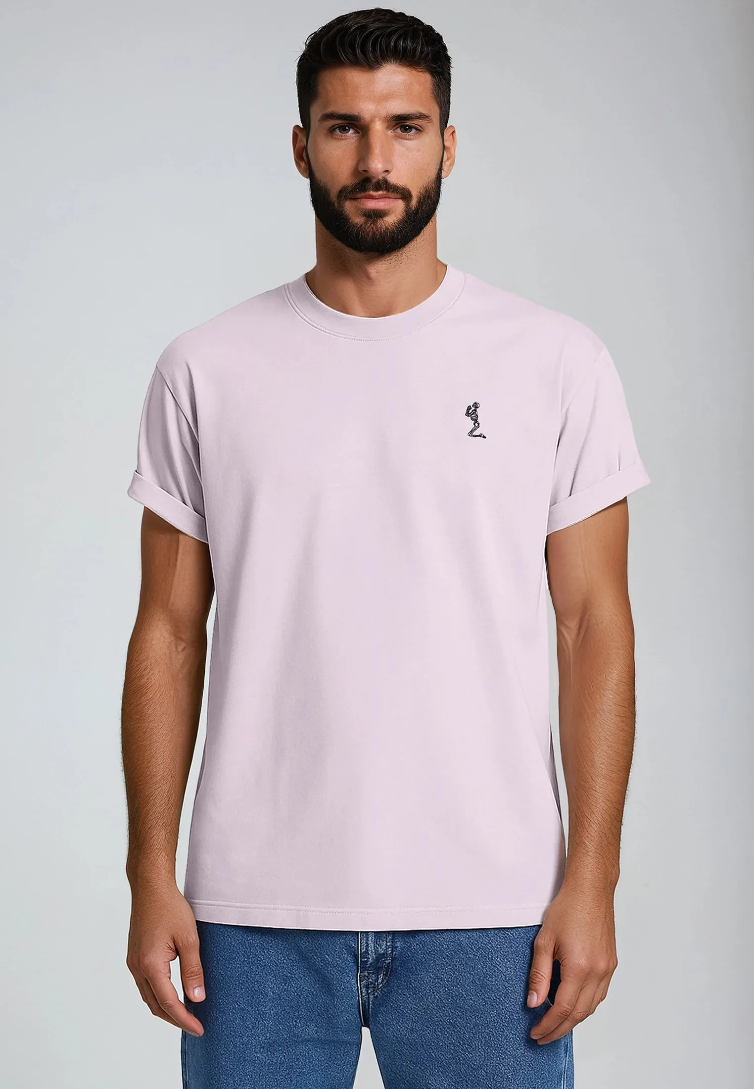 ESSENTIAL ROLLED CUFF T-SHIRT PALE PINK HighThreadCount slim fit