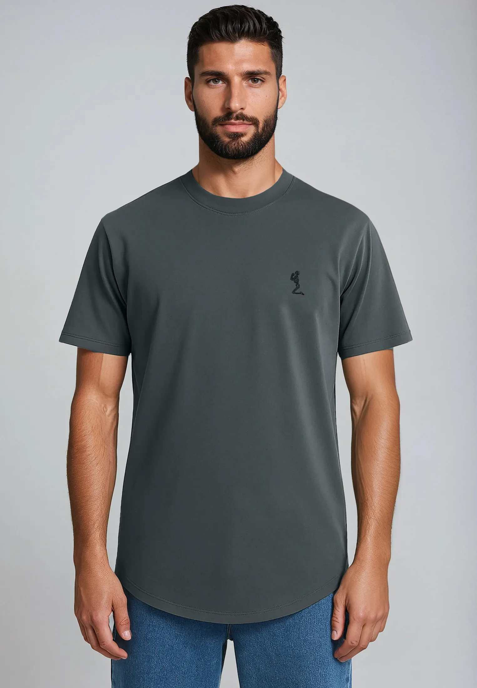 Seasonal top ESSENTIAL SWAG CURVED HEM DARK METAL T-SHIRT