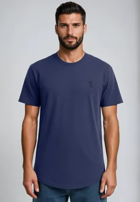 Temperature Regulating Anti-static ESSENTIAL SWAG CURVED HEM INDIGO T-SHIRT