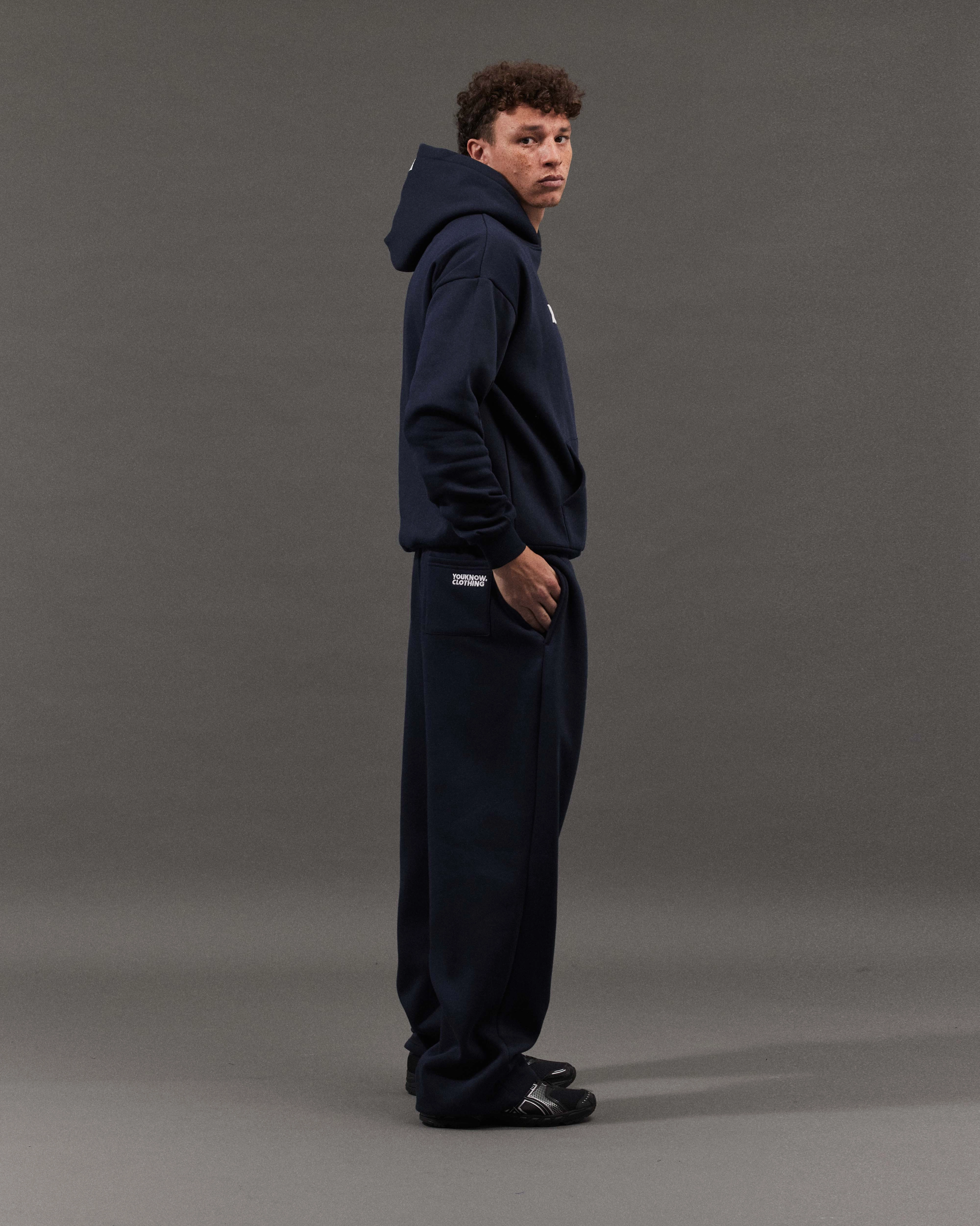 Wrinkle-Resistant wrinkle free BLOCK WIDE-LEG SWEATPANTS | Navy
