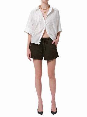 Este Drawstring Short In Dark Olive printed shorts Fresh Day