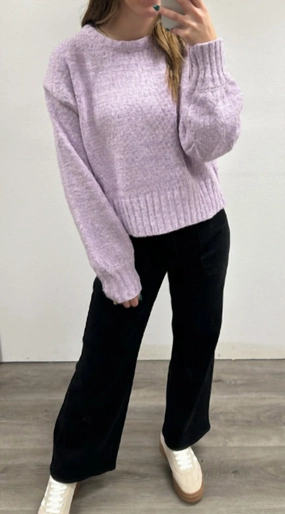Winter Apparel Warm Comfort Everlee Loose Fit Soft Sweater Top In Lavender