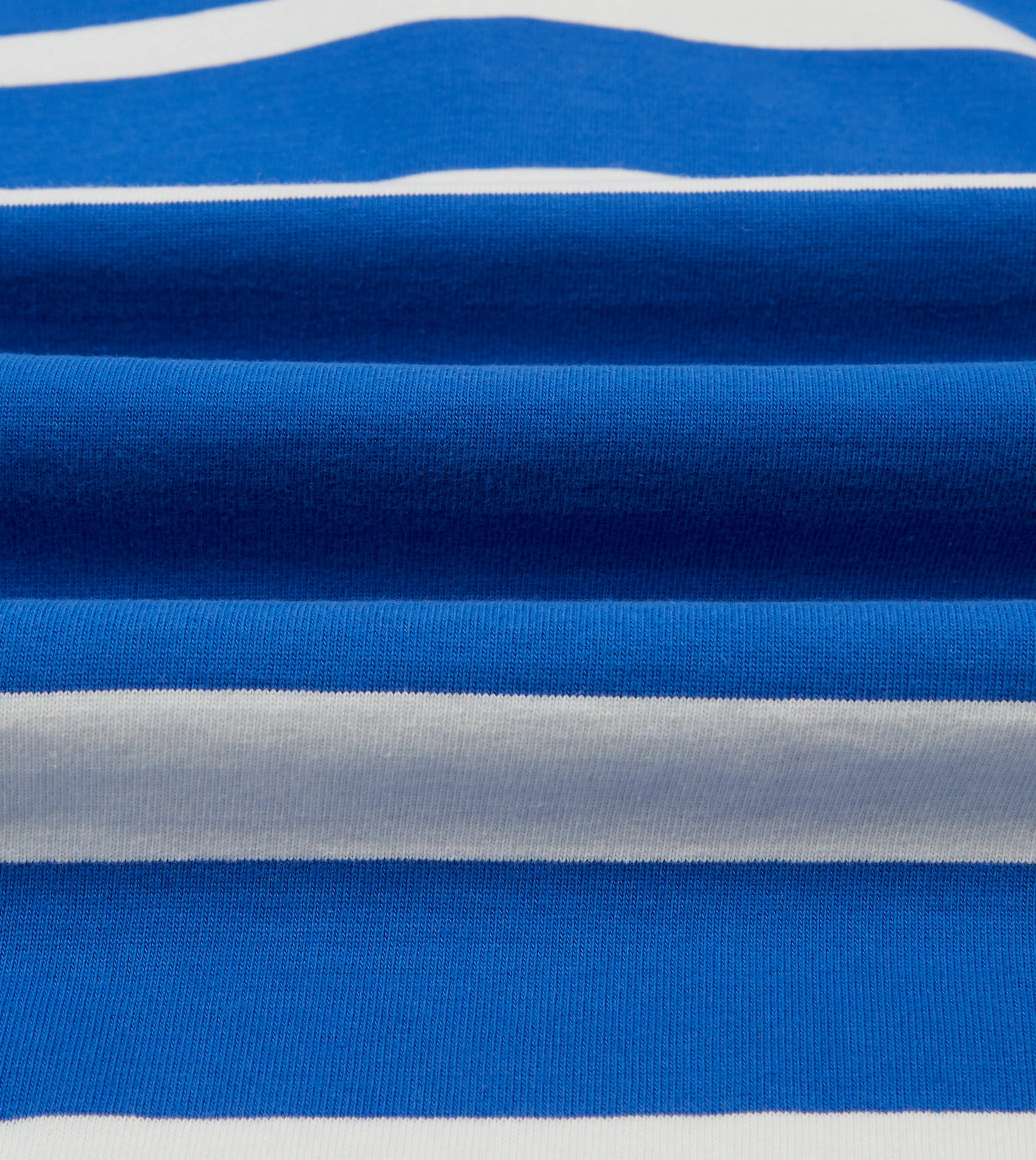 Glossy Texture Seasonal Fashion Blue and White Dual Stripe Cotton Rugby Shirt